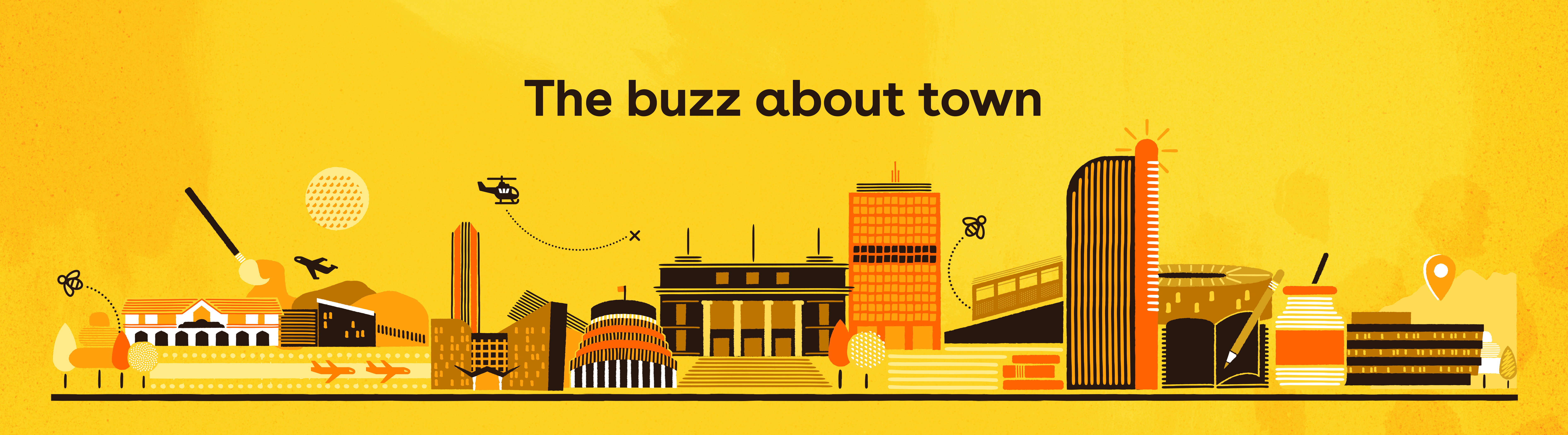BeeInTheCity CityscapeIllustration Yellow